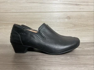 Scarpe Taos mocassini donna 7 shuffle punta spaccata tacco nero pelle - Foto 1 di 11