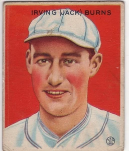 1933 Goudey Big League Kaugummi Irving (Jack) Burns #198 - Bild 1 von 2