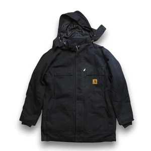 Vintage Carhartt C75 BLK Canvas Hooded 3 in 1 Jacket Coat Liner Mens Large Parka - Picture 1 of 10