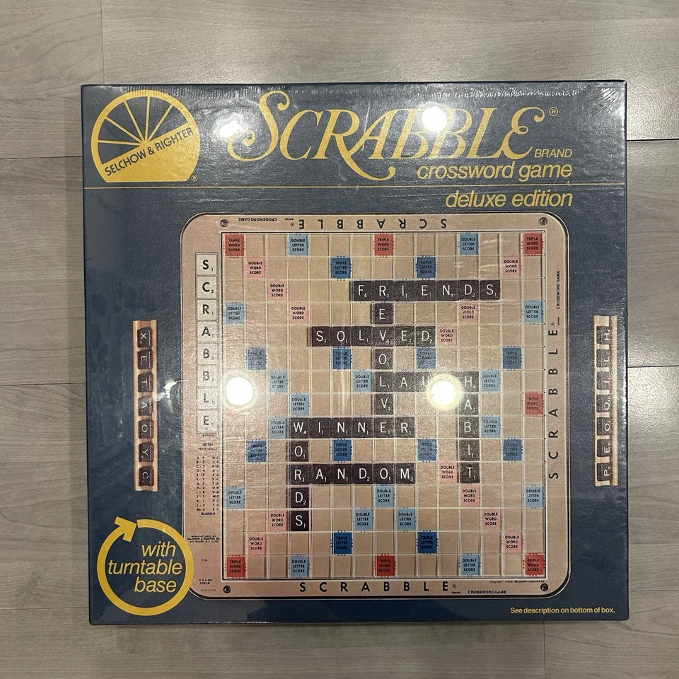 Vintage 1977 1982 Scrabble Deluxe Turntable Edition Crossword Game New Sealed - Image 1 of 4