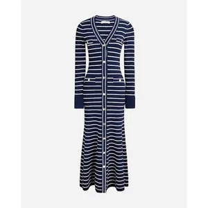 J. Vestido Suéter Crew Abotonado A Rayas Azul Marino Crema Talla L Nuevo con Etiquetas Náutico Elástico - Imagen 1 de 15