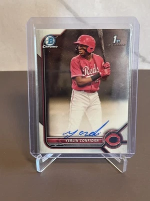 2022 Bowman Chrome  Yerlin Confidan 1st Bowman Auto Prospects Cincinnati Reds  - Image 1 of 2