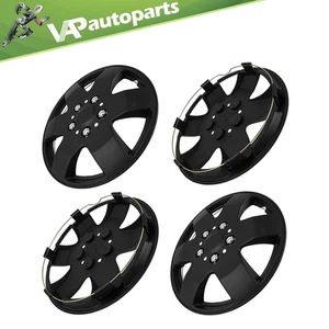 Set of 4 15" Wheel Covers Full Hub Caps 15 Inch For R15 Tires Rim Snap On Black - Picture 1 of 10