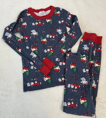 Hanna Andersson Gray Christmas Santa Holiday Organic Cotton Pjs 130 8 Boy Girl - Image 1 of 3