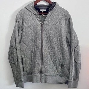 Ted Baker London Quilted Quilhud Full Zip Hoodie Gray Elbow Patch Sz UK 5/US XL - Picture 1 of 14
