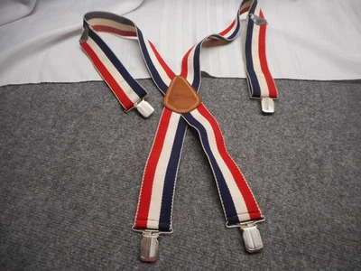 Wrangler Men's Clip Suspenders Red White Blue Work Rugged Wear 2" - Image 1 of 4