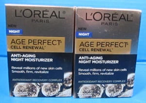2 Pk, L'Oreal Paris Age Perfect Cell Renewal Anti-Aging Night Moisturizer 1.7 oz - Picture 1 of 6