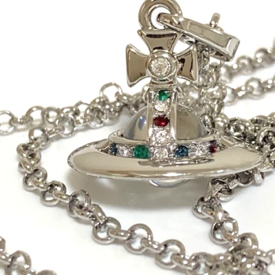 Authentic Vivienne Westwood 3D Tiny Orb Glass Silver Necklace Chain - Image 1 of 3