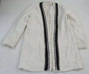 Chicos Jacket Cardigan Women Size 1 Fringe Beige Textured 57019477 Small 6-8 - Picture 1 of 20