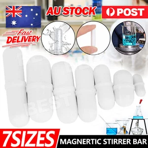 7 Magnetic Stirrer Bar Mixer TYPE PTFE Cover Stir Bar Stirred Solution Use White - Picture 1 of 9