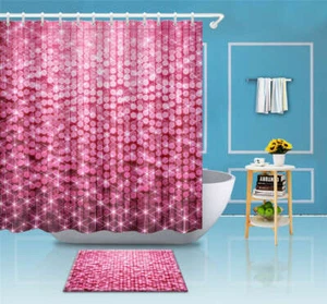 Pink Sequins Waterproof Bathroom Polyester Shower Curtain Liner Water Resistant - Bild 1 von 7