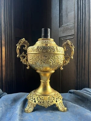 Antique 'New Rochester ' Gilded Oil Lamp  -  restoration project. - Image 1 of 4