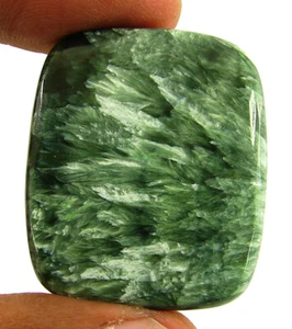 35.30 Ct Natural Green Seraphinite Loose Gemstone Cabochon Wire Wrap Stone-62316 - Picture 1 of 5