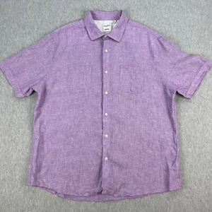 Murano Baird McNutt Linen Shirt Mens XL Lilac Purple Short Sleeve Button Up - Picture 1 of 9