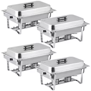 Set Completo Chafer 8QT Piatto Sfregamento Acciaio Inox con Scaldacollo Confezione da 4 - Foto 1 di 24