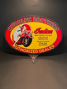 Porzellanschild über Stahl Indian Motorcycles Sales Service Tulsa Oklahoma schön! - Bild 1 von 8