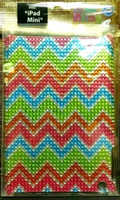 iPad Mini Rhinestone Case Hard Shell GEN 1 / 2 / 3 Bling Pink Blue Green Chevron - Image 1 of 3