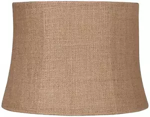 Natural Burlap Medium Drum Lamp Shade 12" Top x 14" Bottom x 10" High (Spider) - Picture 1 of 8