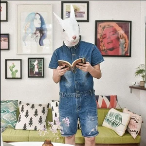 Nuevo Moda Para Hombres Denim Rasgado Corto Monos Monos Chalecos Mamelucos Jeans Pantalones - Imagen 1 de 9