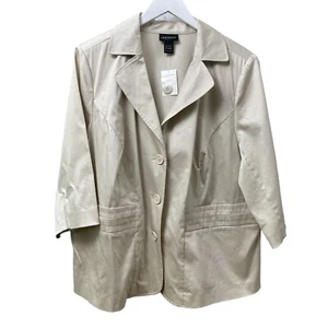 LANE BRYANT Blazer Plus Size 22/24W Khaki Tan Cotton Blend 3/4 Sleeve Jacket NWT - Picture 1 of 6