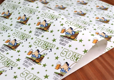 STICKER LICKER Funny 50 Years Old Still & Playing With Your Tackle Gift Wrapping Paper A2 50th
