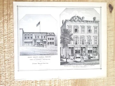 WAYNE COUNTY JOURNAL & FANCY PRODUCTS, PALMYRA, NY.VTG 1887 13,7" X 11,5 IMPRESIÓN ARTÍSTICA Foto 1 de 3