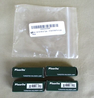 Plusrite 灯泡 JC12V5W G4 微型钨卤素灯 4 件装 — 第 1/3 张图片