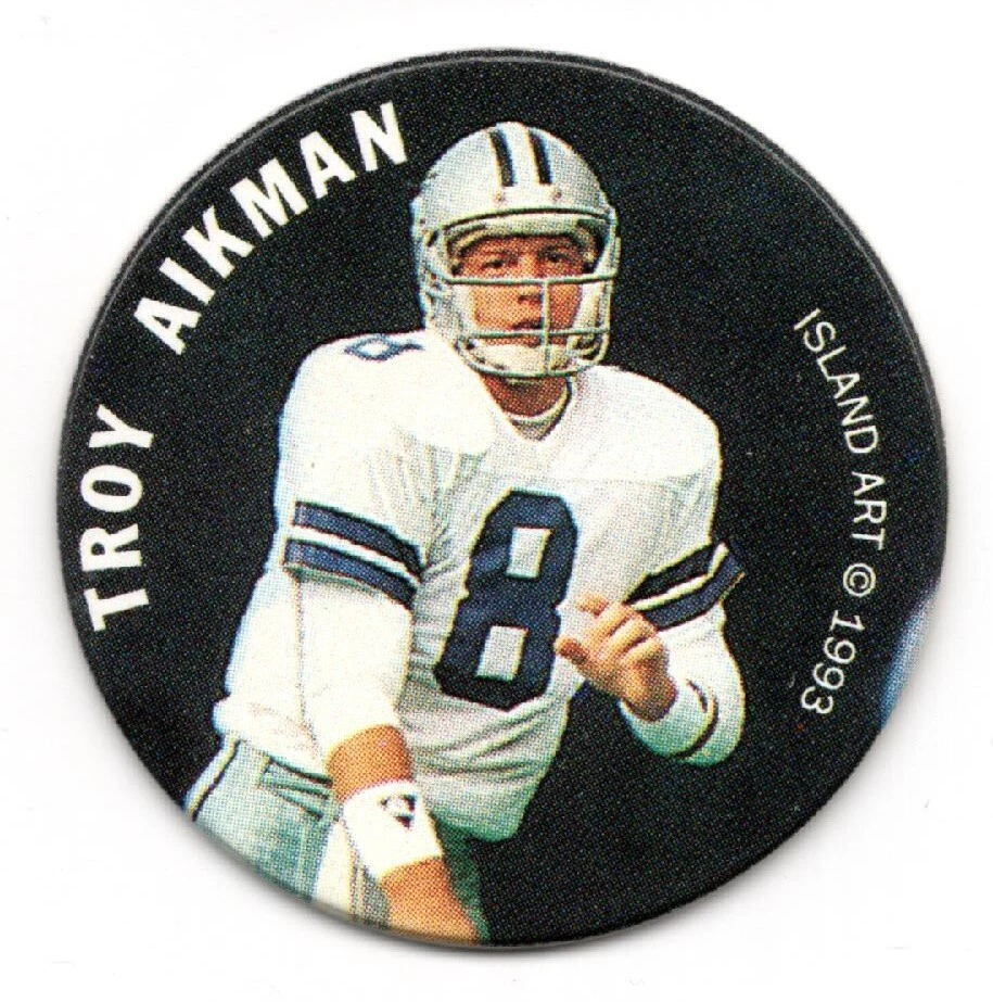 1993 Island Art TROY AIKMAN Pog....Vintage Dallas Cowboys - Image 1 of 1