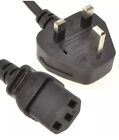 Power Cord UK Plug to IEC Cable PC Mains Kettle Lead C13 1m Used
