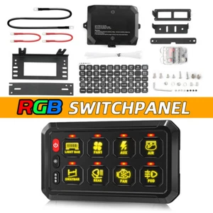 RGB 8 Gang Switch Panel Kit On/Off LED Light Switch Panel Circuit Control 12/24V - Picture 1 of 11