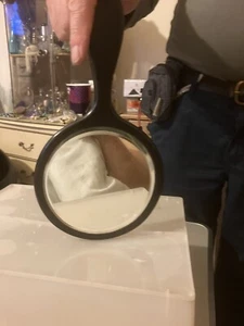 Black Wood Hand Mirror With Bevel Glass - Picture 1 of 2