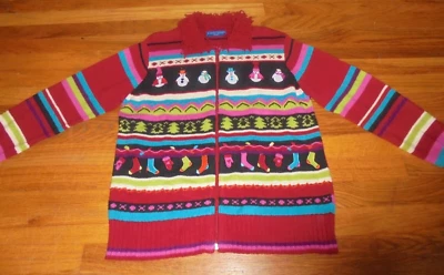 Cárdigan Suéter Vintage Karen Scott Deportivo Cremallera Navidad Bordado Talla S Foto 1 de 4
