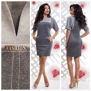 GRAY CASUAL FASHION WOMEN DRESS - Picture 1 of 8