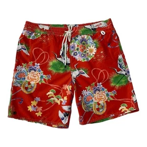 Mens POLO RALPH LAUREN Flowers Sailing Summer Shorts Red Size L - Picture 1 of 10