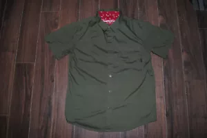 Bern Button Up Short Sleeve Green Shirt Medium - Foto 1 di 8
