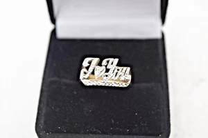 TWO TONE " I LOVE YOU" RING 10K DIAMOND CUT FINISH (BTS970) - Picture 1 of 6