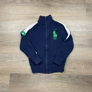 Polo Ralph Lauren Sweater Boys Small Blue Big Pony Full Zip - Picture 1 of 6
