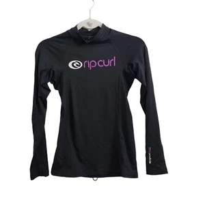 Rip Curl Rashguard Womens 10 Medium Black Cloudbreak Beach Water Swim SPF Top - Picture 1 of 9