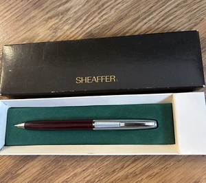 Sheaffer Made In Usa Ballpoint Pen Burgundy Silver In Black Box - Picture 1 of 4