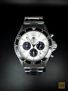 Orient Mako Solar Chronograph Panda RA-TX0203S10B 200M Men's Watch - Picture 1 of 1