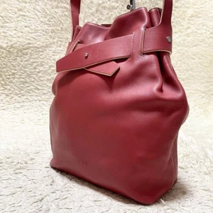 Loewe Shoulder Bag Nappa Leather Red Silver Hardware Embossed Women's Authentic - Picture 1 of 10