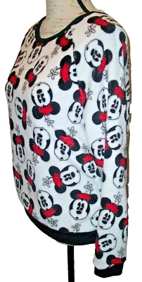 Minnie Mouse Sweater Size L White Black Terry Classic Fit Disneyana Post Modern - Image 1 of 4