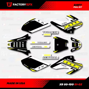 Kit de gráficos de carreras Black & Yellow Shift para 01-03 Honda XR80 Xr100 XR 80 100 - Imagen 1 de 2