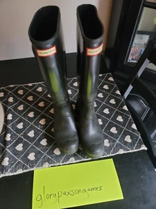 Hunter Original Tall WFT1000RMA 99MS Black Mid Calf Rain Boots Womens Size 6  - Picture 1 of 4