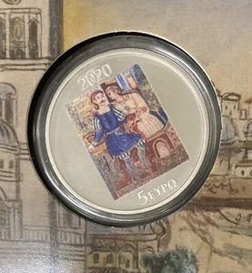 GREECE 2020 Silver 5 Euro 150th Birthday of Painter Theophilos, Coloured, BU NEW - Picture 1 of 7