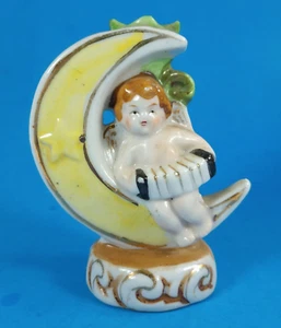 Shoko Tanaka Cherub Angel on Cresent Moon with Bud Vase. Made in Occupied Japan. - Picture 1 of 7