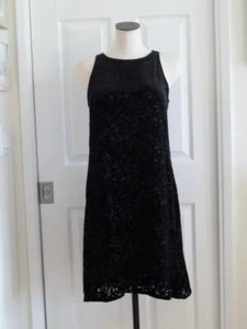 Vestido EILEEN FISHER Negro Seda Rayón Terciopelo Burnout*Forrado de Seda*Línea A XS S $358 - Imagen 1 de 14