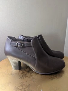 Croft And Barrow Women's Zip up Brown Leather Ankle Boots Size 8 - Picture 1 of 8