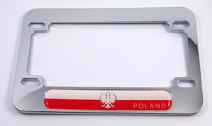 Poland flag Motorcycle Bike ABS Chrome Plated License Plate Frame polska polish - Bild 1 von 2