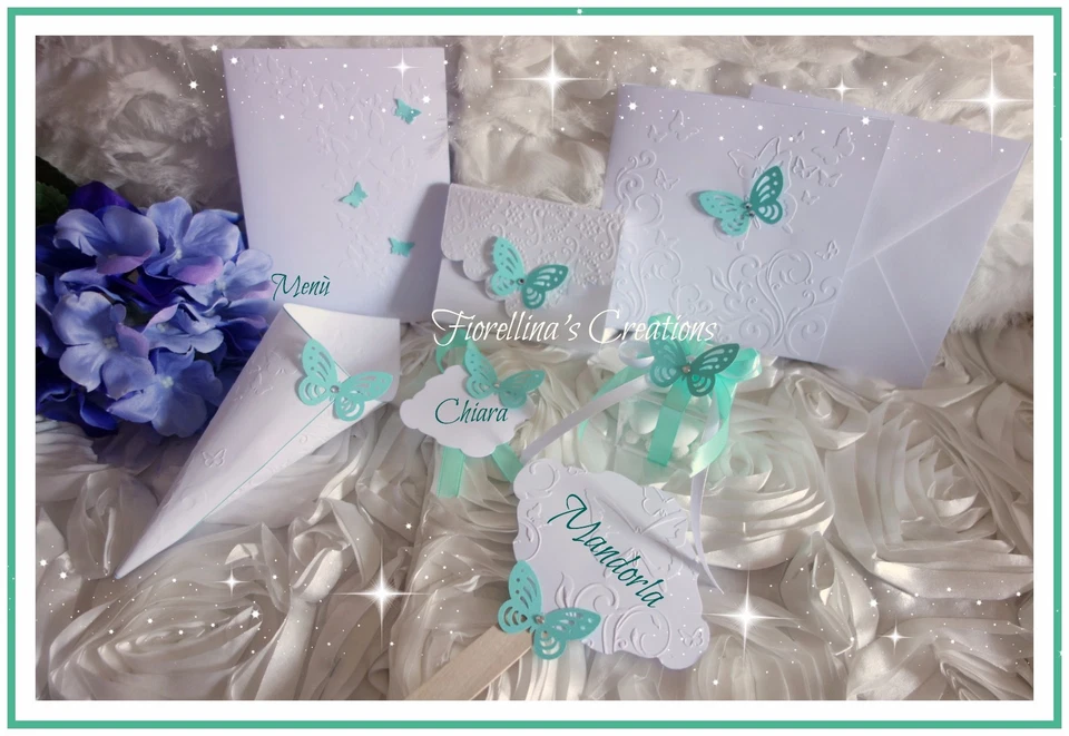 SET TIFFANY FARFALLE -matrimonio-comunione-battesimo PERSONALIZZABILE nei colorI - Immagine 1 di 1